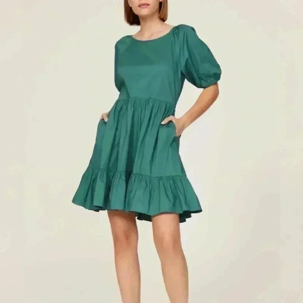 Peter Som Collective Green Puff Sleeve Dress 6